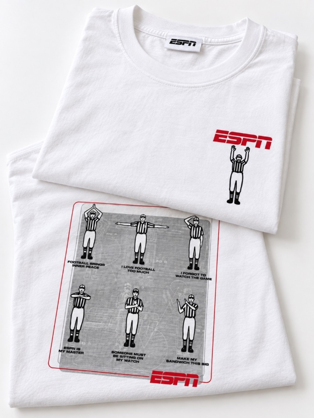 ESPN Men’s 2XL White Football Referee Signals Graphic T-Shirt Short Sleeve - Picture 9 of 11
